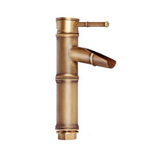 VBARV Rubinetto per lavabo monoforo in bambù Vintage - Tutto Rame Antico Rubinetto Rubinetto dell'Acqua Calda e Fredda Bagno Cascata Rubinetto Rubinetto monocomando lavello