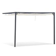 Outsunny Gazebo Pergola 3x3m da Giardino in Metallo con Tettuccio Scorrevole Bianco Crema, Pergola da Giardino a Parete