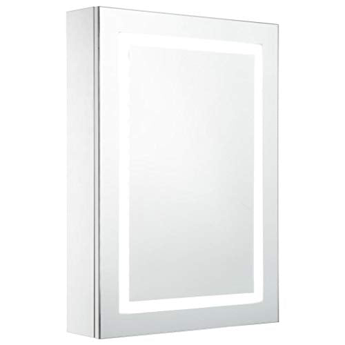 Festnight Armadietto Bagno con Specchio e LED,Pensili Bagno,Mobile Specchio Bagno,Specchiera Bagno con Luce,Mobiletto Bagno Pensile,Mobiletto Bagno con Specchio,Specchio Bagno con Mensole 50x13x70 cm