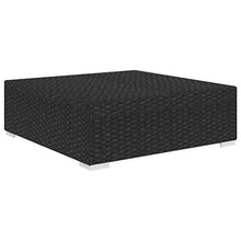 Festnight Ottomana Poggiapiedi per Divano Modulare da Giardino in Polyrattan Grigio con Cuscino,Penisola per Divano Modulare da Giardino in Rattan,Ottomana da Giardino in Rattan 70x70x26 cm