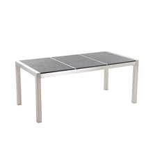 Beliani Set da Giardino Tavolo Piano Basalto Fiammato 6 Sedie Beige 180 x 90 cm GROSSETO