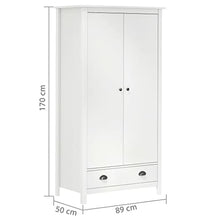 vidaXL Armadio a 2 Ante Hill Range Bianco 89x50x170cm in Legno di Pino