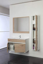 FERIDRAS Mobile Bagno Rovere 2 Ante Sospeso Fabula 90 L.90 X P.47 X H.57 con Lavabo E Specchio