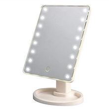 LCSD Specchi Compatti Bianchi Vanity Specchio Trucco, Rotazione Calda 360 Gradi Specchio Trucco Regolabile 16/22 Led Illuminato Schermo LED Portatile Luminoso Specchi Cosmetici