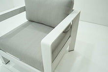 Set Salotto da Giardino Divano 2 Poltrone e Tavolino in Alluminio Estia Bianco