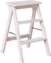 Sgabello legno Folding Passo Sgabello Ladder Sedie Sgabello Domestica Pine Portatile Pieghevole Banco Di Protezione Ambientale Cucina, Cuscinetto Peso 75kg ( Color : White , Size : 42*48*64cm )