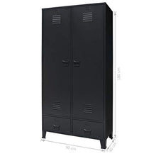 vidaXL Armadio in Metallo Stile Industriale 90x40x180cm Nero Schedario Ufficio