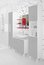 Berlioz Creazioni Mobile con specchio, MDF, Rosso, 60 x 60 cm