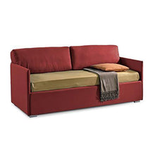 LettoFacile - Morph Divano in Tessuto con Contenitore o con Letto Estraibile - Made in Italy (80 x 190 cm) (Divano con rete e rete estraibile, Rosso) - Arredi Casa