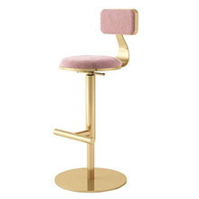 GYPPG Sedie Bancone Cucina Colazione | Sgabelli Bar con Schienale | Altezza Regolabile 65-80 cm | Velluto Rosa
