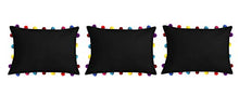 Pirate Black Cushion Cover with Colorful Pom poms (3 PCS 14 x 20â)