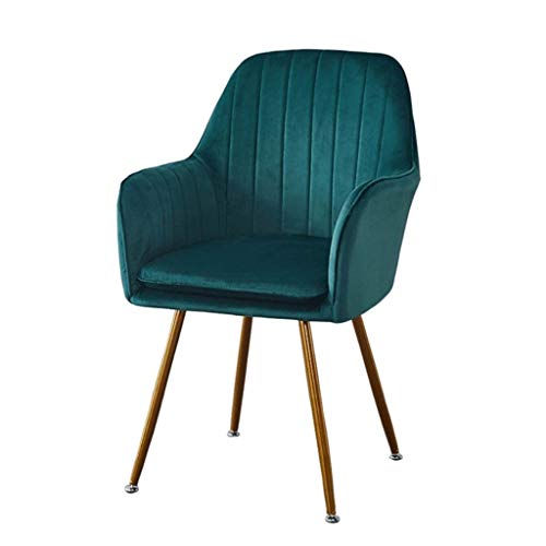 zyy Sedie per Sala Sedie Cucina Retro, Morbido Velluto Seduta e Schienale con Le Gambe Cuscino Metallo Poltrone for Sala Pranzo e Soggiorno Desk Chair (Color : Green)