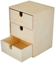 Rayher 62382000 Piccola cassettiera in legno, 3 cassetti, per scrivania, 21,5 x 14,5 x 16 cm