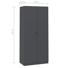 Tidyard Armadietto da Parete con 2 Ante Ripiani Regolabili Camera da Letto e Ingresso Arredo Camera da Letto Arredamento 90x52x200 cm Grigio