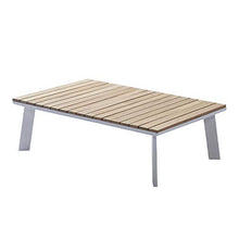 Meubletmoi - Tavolino da giardino in alluminio bianco e legno di teak, 35 x 110 x 70 cm, Nilo