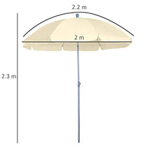 Outsunny Ombrellone da Esterno, Giardino, Terrazza Portatile Φ220cm con Tettuccio Inclinabile in Poliestere Bianco Crema