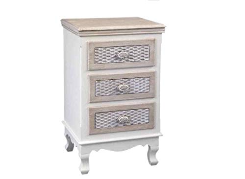 Gicos Mobile Comodino in Legno cassettiera 3 cassetti comò Charm 41 * 34 * 68 cm Arredamento casa TOD-729270