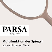 PARSA Beauty - Specchio a mano colore champagne con impugnatura ergonomica per trucchi, rasatura, cura del viso