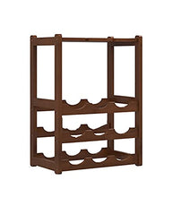 Mensola Vino Scaffale a 3 livelli classico di deposito del vino di legno del vino in legno di 3 livelli 9 bottiglie con 4 titolari di vetro, perfetto per bar, cantina, cantina, armadietto, dispensa Po