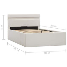 Tidyard Struttura Letto Singolo/Matrimoniale Moderno a Doghe con LED Rivestimento in Similpelle,Letto a Doghe,100x200cm,Bianco