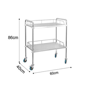 Duan hai rong DHR- Surgical Carrello Bagagli, Strumento Carrello Tavolo, 2 Tier Acciaio Inossidabile Medical Supplies Trolley, Heavy-Duty Caster con Brake Bagagli Servizio di Bellezza Trolley