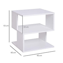HOMCOM Tavolino da Caffè 2 Ripiani Aperti Design Moderno Salotto Soggiorno Legno 40x40x43cm Bianco
