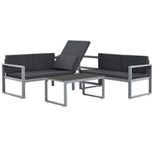 Festnight Set Divani da Giardino, Set di Mobili da Giardino 3 pz in Alluminio Nero