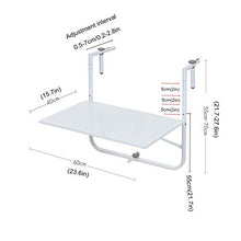 Tavolo Pieghevole Ringhiera del Balcone,Tavolo da Appendere a Sospensione Giardino Esterno 60x40cm,Tavolo da Terrazzo Regolabile Scrivania Portatile,Bar Patio Tavolino da Caffè da Parete,Nero