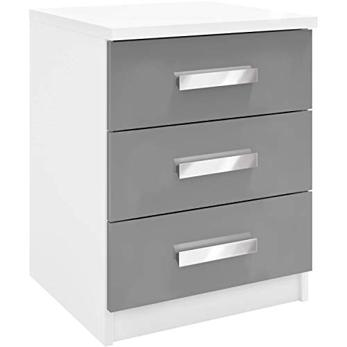 Mobiletto per camera da letto/casa, moderno, lucido, colore: grigio lucido