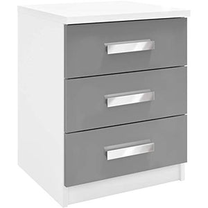 Mobiletto per camera da letto/casa, moderno, lucido, colore: grigio lucido