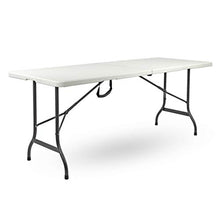 Brigros - Tavolo Pieghevole da Giardino Bianco Perfetto Come Tavolo da Campeggio, da Buffet, da Cucina | Tavolino Esterni Richiudibile a Valigetta con Maniglia (152x75x72)