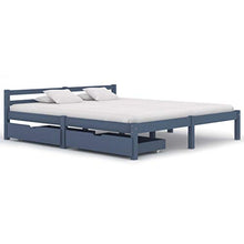 SKM Giroletto con 2 Cassetti Grigio in Massello di Pino 180x200 cm (33.43kg)