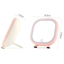 GUOJINE Specchi da Toilette da Appoggio, Specchio for Trucco Wireless Bluetooth Lampada for Suono Specchio Illuminato Specchio Cosmetico Portatile for Rasatura, Rosa