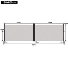 Aufun Doppia Tende da Sole paravento Laterale Retrattile 180 x 600 cm in Poliestere Tende da Sole Laterale Estensibile per Balcone Terrazza Giardino Campeggio, Grigio