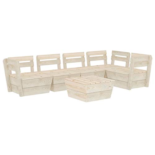 FAMIROSA Set Divani da Giardino su Pallet 6 pz in Legno Abete Impregnato-3723