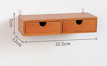 KAIXIN Comodino Sospeso, Mensola A Muro con 1/2 Cassetti Senza Maniglia, Cassetti Organizer per Trucco, Armadietto Portaoggetti, Scatola Porta Trucco in Legno-L