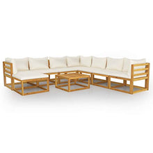SKM Set Divani da Giardino 9 pz con Cuscini Crema in Legno Acacia (91kg)