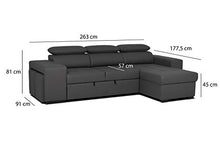 Confort24 John - Divano letto angolare a 3 posti, forma L, colore: Nero