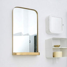 Specchio Moderno Moda Ferro battuto Appeso a Parete Bagno Camera da Letto HD Specchio per Il Trucco Semplice Soggiorno Specchio per Il Trucco di Bellezza con ripiano