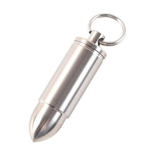 EXCEART Mini Pillola in Acciaio Inox Organizzatore a Forma di Proiettile Scatola di Pillole Impermeabile Portachiavi Porta Pillole Pillola Custodia di Vitamine per Viaggi All'aperto S
