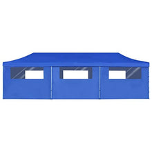 vidaXL Tenda Pieghevole Pop-Up 8 Pareti Laterali Blu Tendone Padiglione Bersò