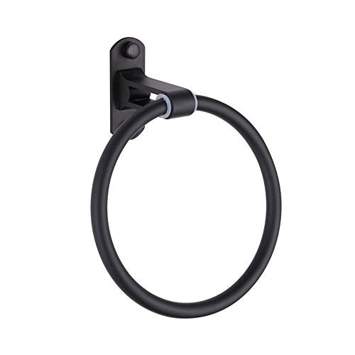EXCLVEA Porta Asciugamani Moderna Alluminio Nero Anello di Tovagliolo Portasciugamani Parete Girevole Portasciugamani Cucina Cremagliera Accessori da Bagno per Appendere Gli Asciugamani Accappatoi