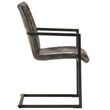 Tidyard Set di 2 Sedia a Sbalzo per Sala da Pranzo in Vera Pelle,Sedie da Ufficio Moderne con Schienale,Sedia da Cucina, Soggiorno,51 x 56 x 91 cm,Grigio Anticato