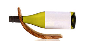 Porta bottiglie di vino in legno d'ulivo, decorativo e a forma di frusta, per 1 bottiglia, realizzato a mano in Grecia