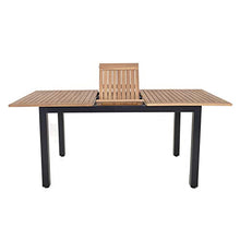 Unbekannt Ausziehtisch, Tischplatte aus FSC-zertifiziertem Akazienholz, Aluminiumgestell, 180-240 x 90 x 74-76,5 cm Tavolo, Nero