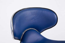 CLP Sgabello Design Cucina Las Vegas V2 In Similpelle Con Schienale I Sedia Alta Imbottita Girevole Regolabile 62-82 CM, Colore:blu, Colore del telaio:cromo