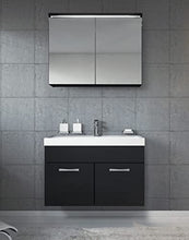 Mobile da bagno paso 02 80 cm lavabo nero lucido - Armadietto a specchio mobiletto lavabo mobili