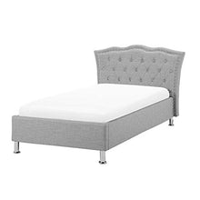 Beliani Letto con Contenitore in Tessuto Grigio Stile Chesterfield 90 x 200 cm Metz