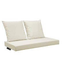 EXTROITALY Cuscini Belem Ecopelle Beige Mis.120x60 + schienali 60x60 pz.02 per Esterno/Interno arredo Pallet da Giardino Divanetto per bancale Cuscini Interno Poliuretano Tessuto Lavabile Sfoderabile