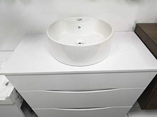 GT-LUX Mobile Bagno Lavanderia 90 CM RW900P/F Legno Bianco Rubinetto LAVABO 2 CASSETTI